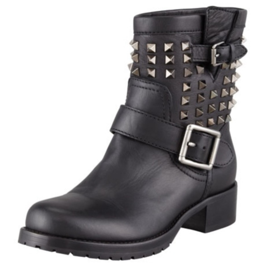 Valentino Black Combat Boots with Silver Studs